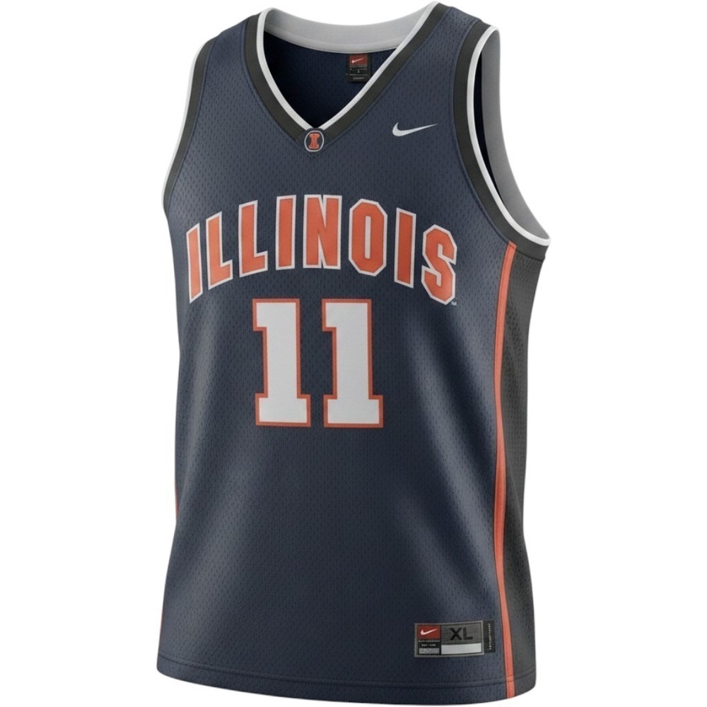 Vintage Nike Team Illinois Fighting Illini #11 Authentic Basketball Jersey XL+2